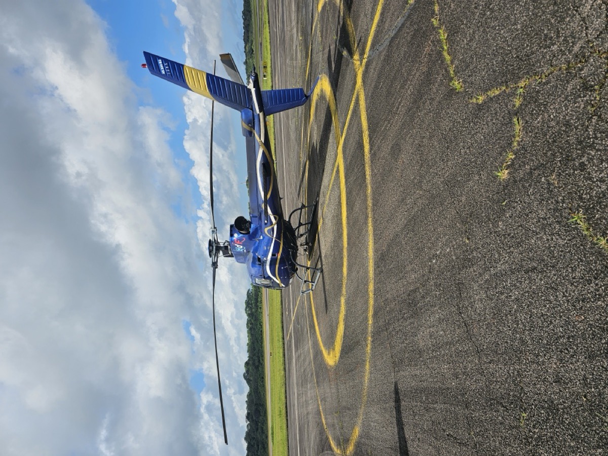 Cash transport helicopter on the tarmac